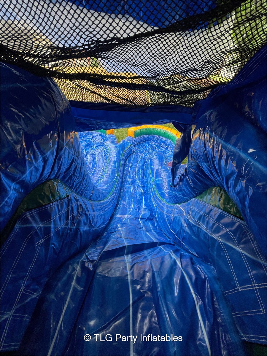 Dual Lane WAVE PALM Bounce House with Two Slides Wet/Dry (35L 13W 15T